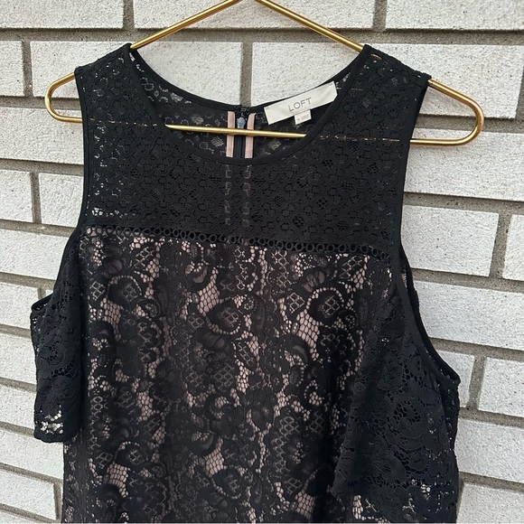 LOFT Boudoir Cold Shoulder Lace Dress Black - Picture 4 of 14